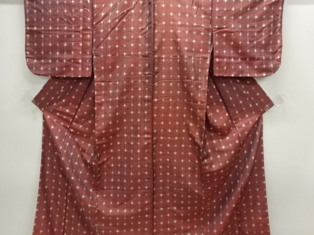 JAPANESE KIMONO / ANTIQUE KIMONO / TAISHO ROMAN STYLE / MEISEN / WOVEN ABSTRACT FLOWERS